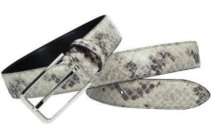 CINTURA UOMO PIERRE CARDIN GRIGIA IN PELLE CON IMPUNTURE MADE IN ITALY