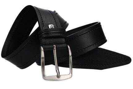 CINTURA UOMO PIERRE CARDIN NERA IN PELLE CON IMPUNTURE MADE IN ITALY