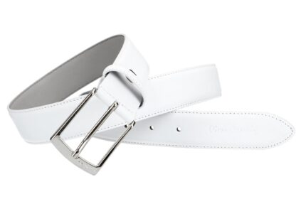 CINTURA UOMO PIERRE CARDIN BIANCO IN PELLE CON IMPUNTURE MADE IN ITALY