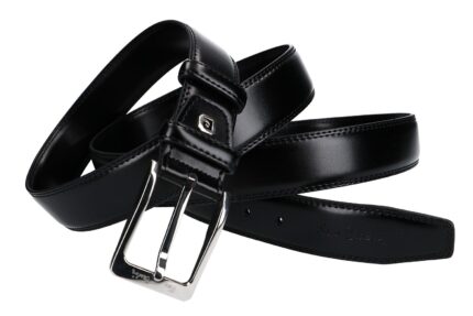 CINTURA UOMO PIERRE CARDIN NERA IN PELLE CON IMPUNTURE