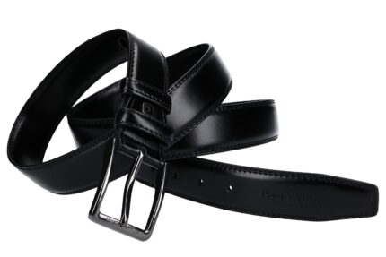 CINTURA UOMO PIERRE CARDIN NERA IN PELLE CON IMPUNTURE