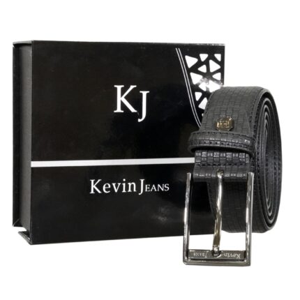 ROB05 TY03 CINTURA UOMO KEVIN JEANS STAMPATO QUADRETTI VERA PELLE