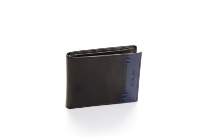 TILAK45 8806 Portafogli Uomo Orizzontale Kevin Jeans Ricamo a Contrasto Patta Vera Pelle