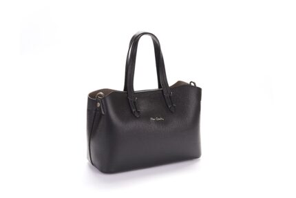 1818 Dollaro Vera Pelle Borsa Donna Shopper Piccola con Firma in Metallo Pierre Cardin