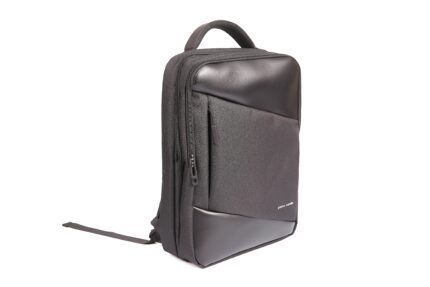 Pierre Card men's backpack in leather and fabric with USB socket - ALAN02 33972