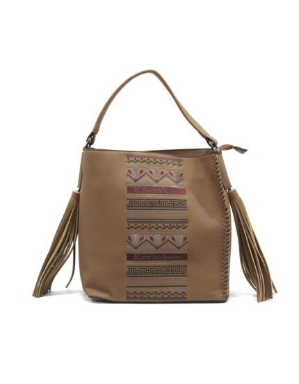 IZA224 13321 Borsa donna Kevin Jeans con ricamo tribale
