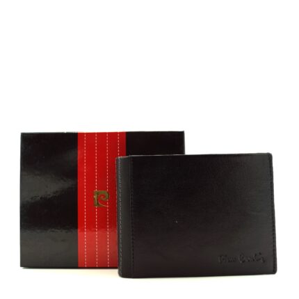 Pierre Cardin men's wallet card holder and coin purse in shiny textured leather with gray stitching TILAK33 8866