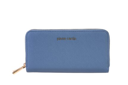 PIERRE CARDIN DOUBLE ZIP CLOSURE ECO-LEATHER PURSE - WX14 8828