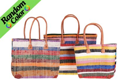 Tris multicolor beach bags with leather handles (RANDOM COLOR) - 003/22