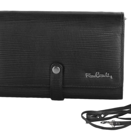 Borsa portafoglio donna PIERRE CARDIN nera in vera pelle con apertura a bottone TILAK10_1416B