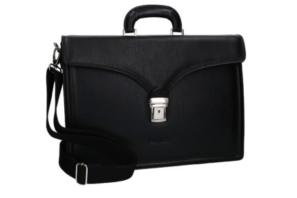Cartella PIERRE CARDIN borsa ufficio professionale nera pelle Made in Italy