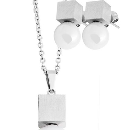 Edelstahlschmuckset, Kette und Ohrringe