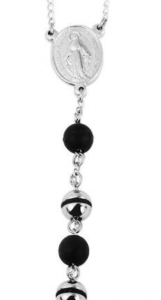 Akzent Edelstahl Rosenkranzkette, Länge: 80 cm / Stärke: 8 mm
