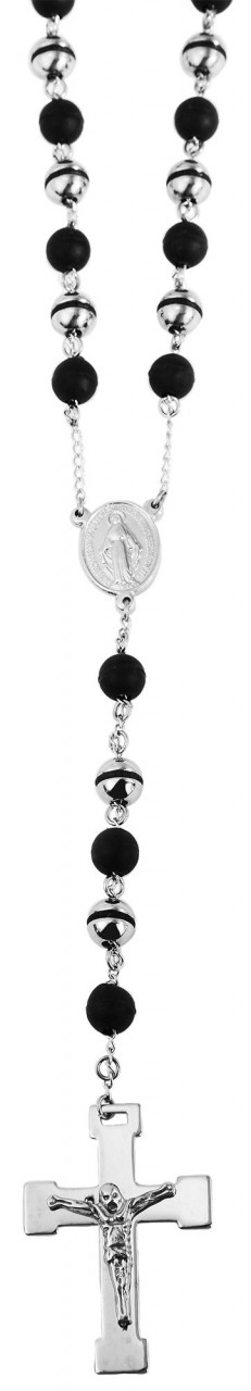 Akzent Edelstahl Rosenkranzkette, Länge: 80 cm / Stärke: 8 mm