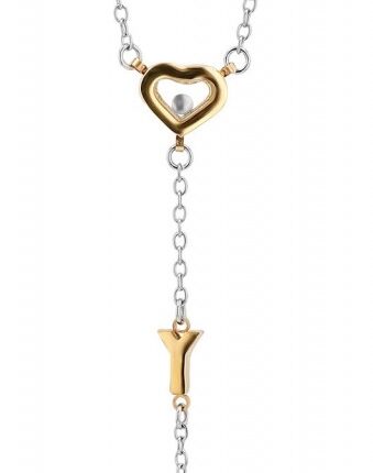 Akzent Halskette aus Edelstahl "Love You", bicolor, 55 cm