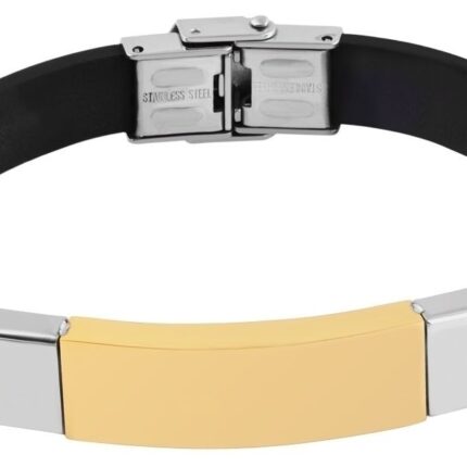 Akzent Das Schmuckarmband aus Kautschuk und Edelstahl in Bicolor mit IP Gold-...