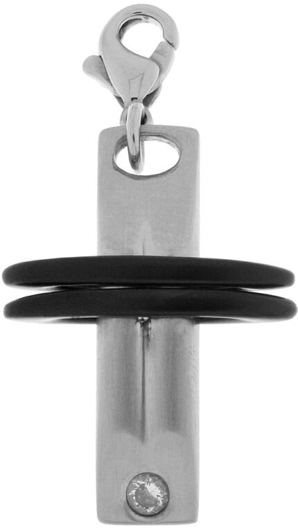 Akzent Kreuz Edelstahlanhänger, silberfarbig, schwarz