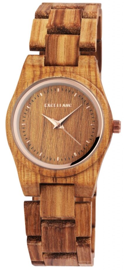 Excellanc Damenarmbanduhr aus Holz Gliederarmband