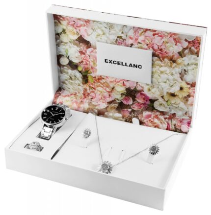 Excellanc Damen Geschenkset mit Uhr, Halskette, Fingerring und Ohrsteckern