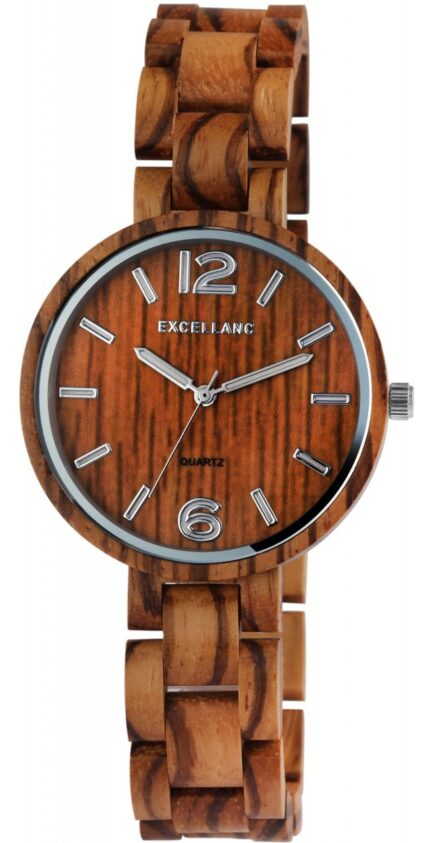 Excellanc Damenarmbanduhr mit Faltschließe aus Holz