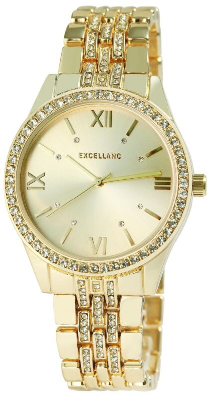 Excellanc Damenuhr mit Metallarmband, Similibesatz