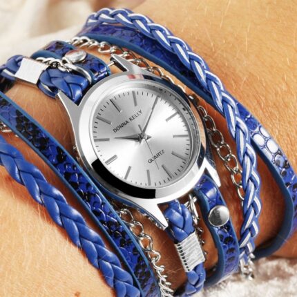 Donna Kelly Damenuhr mit Lederimitation-Wickelarmband