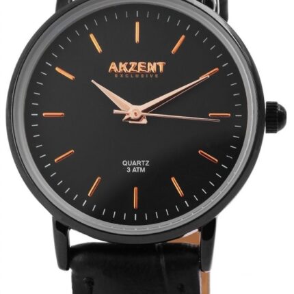 Akzent Exclusive Damenarmbanduhr mit Lederimitationsband