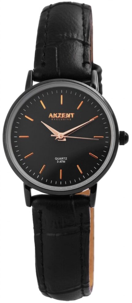 Akzent Exclusive Damenarmbanduhr mit Lederimitationsband