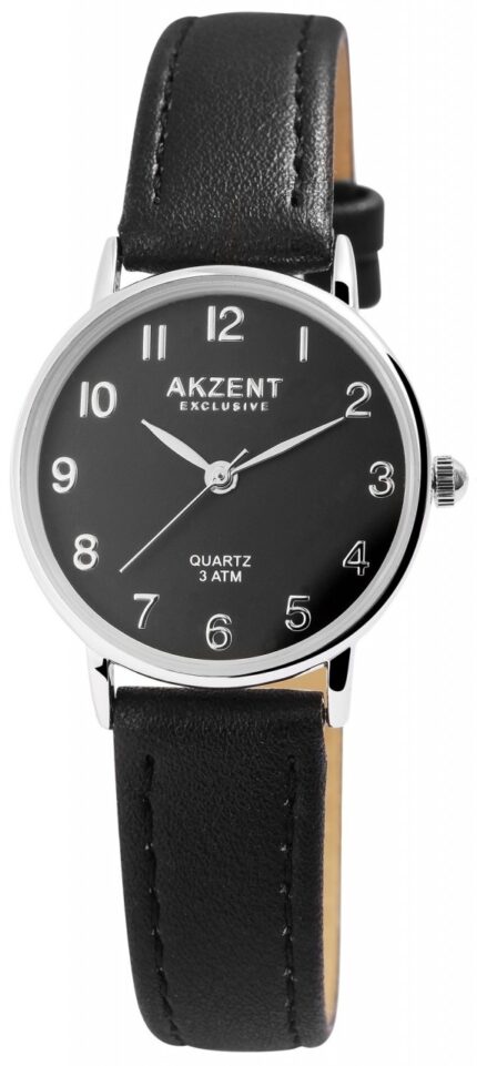 Akzent Exclusive Damenuhr mit Lederimitationsarmband