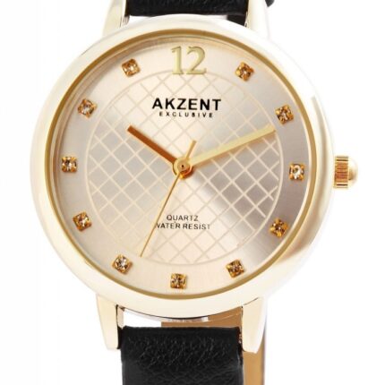 Akzent Exclusive Damenarmbanduhr mit Lederimitationsarmband
