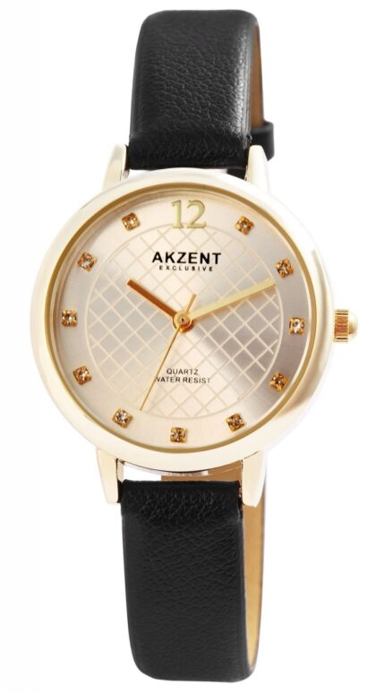 Akzent Exclusive Damenarmbanduhr mit Lederimitationsarmband