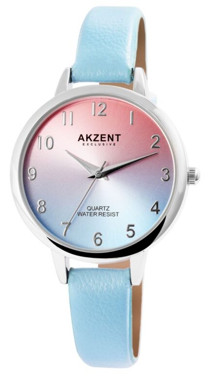 AKZENT EXCLUSIVE Damenuhr mit Band aus Lederimitat, IP Plattierung
