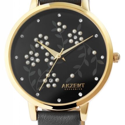 Akzent Exclusive Damenarmbanduhr mit Lederimitationsband