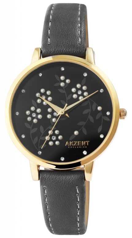 Akzent Exclusive Damenarmbanduhr mit Lederimitationsband