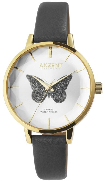 Akzent Exclusive Damenarmbanduhr mit Lederimitationsband