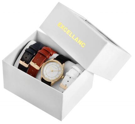 Excellanc Geschenkset mit Damenuhr und drei Wechselarmbänder