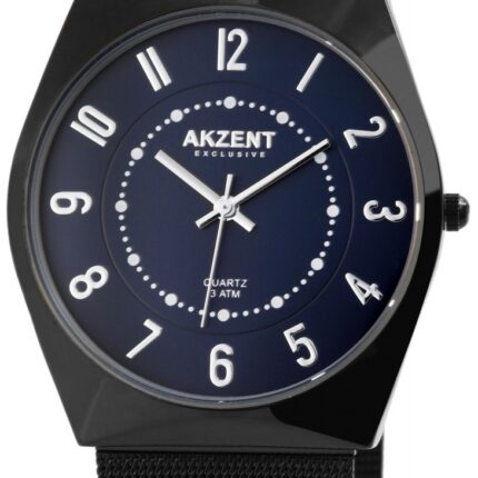 AKZENT EXCLUSIVE Herrenuhr mit Edelstahl Meshband