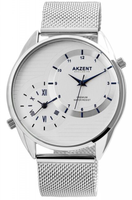 AKZENT EXCLUSIVE Herrenuhr mit Edelstahl Meshband, IPS