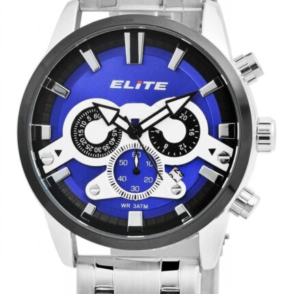 Elite Herren Chronograph mit Metallband, 3ATM