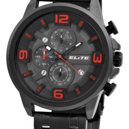 Elite Herren Chronograph mit Metallband, 3ATM