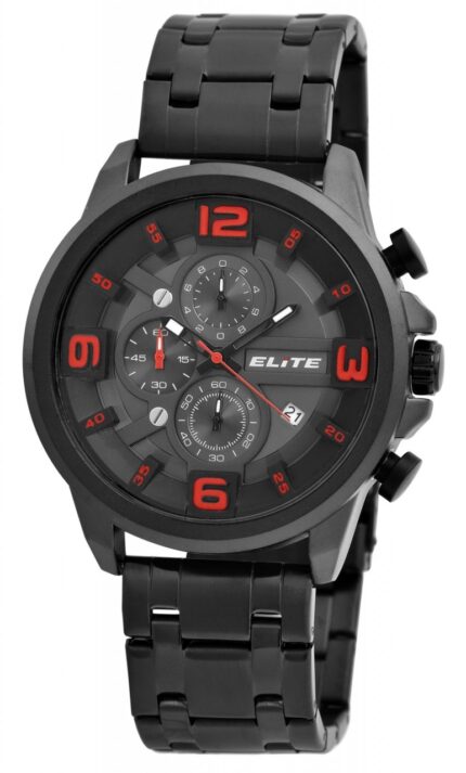 Elite Herren Chronograph mit Metallband, 3ATM