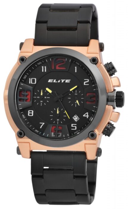 Elite Herren Chronograph mit Metallband, 3ATM