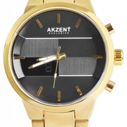 Akzent Exclusive Herrenuhr mit Edelstahlband, analog und digital