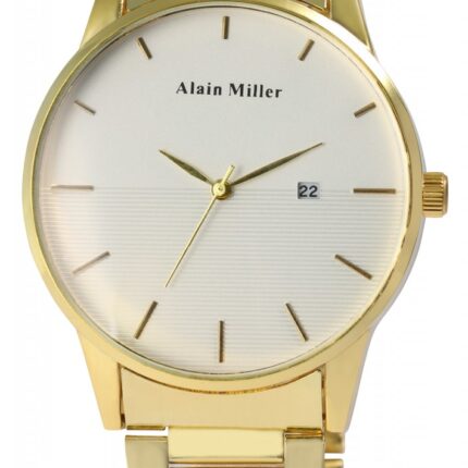 Alain Miller Herrenuhr mit Metallband, goldfarben, Ø 4,5 cm