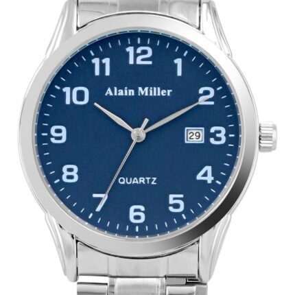 Alain Miller Herrenuhr mit Gliederarmband, Edelstahl,
