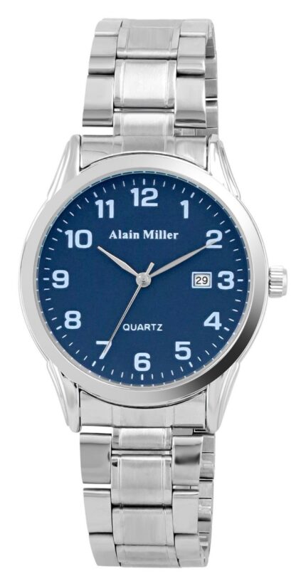 Alain Miller Herrenuhr mit Gliederarmband, Edelstahl,