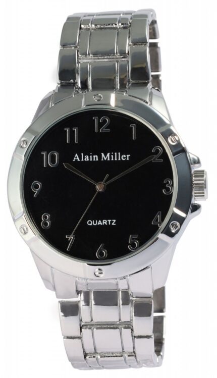 Alain Miller Herrenuhr mit Metallband, silberfarben, 22 cm