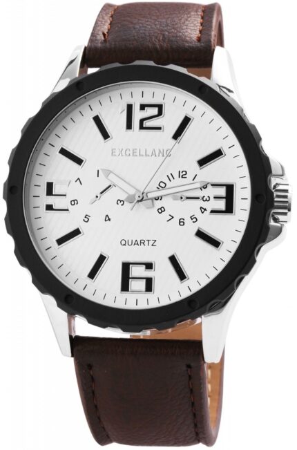 Excellanc Herrenuhr mit Lederimitationsarmband Leuchtzeiger
