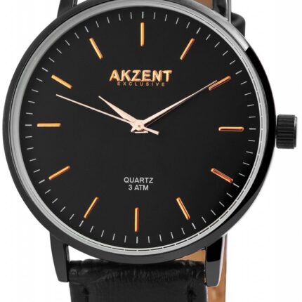 AKZENT EXCLUSIVE Herrenuhr mit Lederimitationsarmband