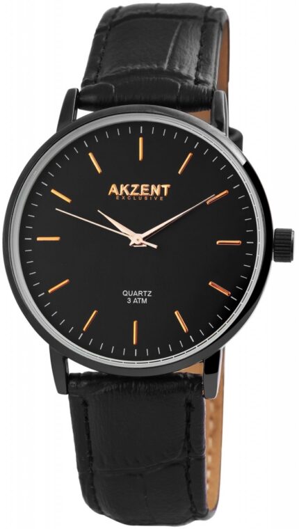 AKZENT EXCLUSIVE Herrenuhr mit Lederimitationsarmband